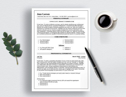 ATS Friendly Resume Template, The Wellington